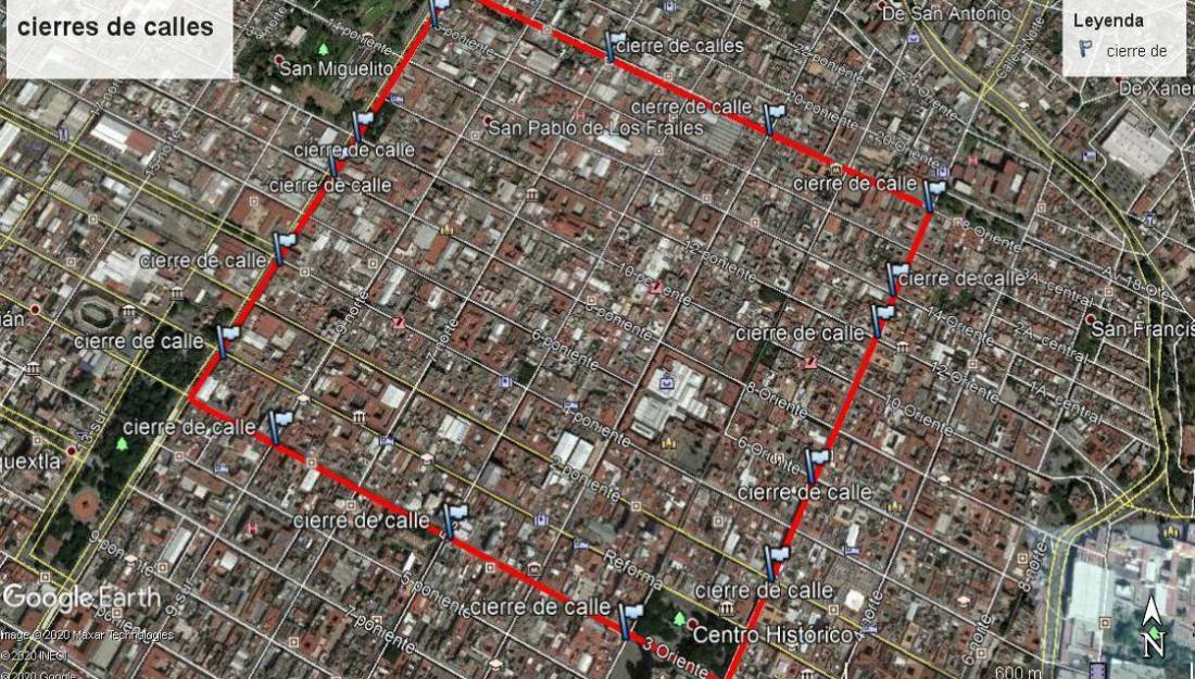 Cierra ayuntamientos calles del Centro Histórico de Puebla al tránsito vehicular