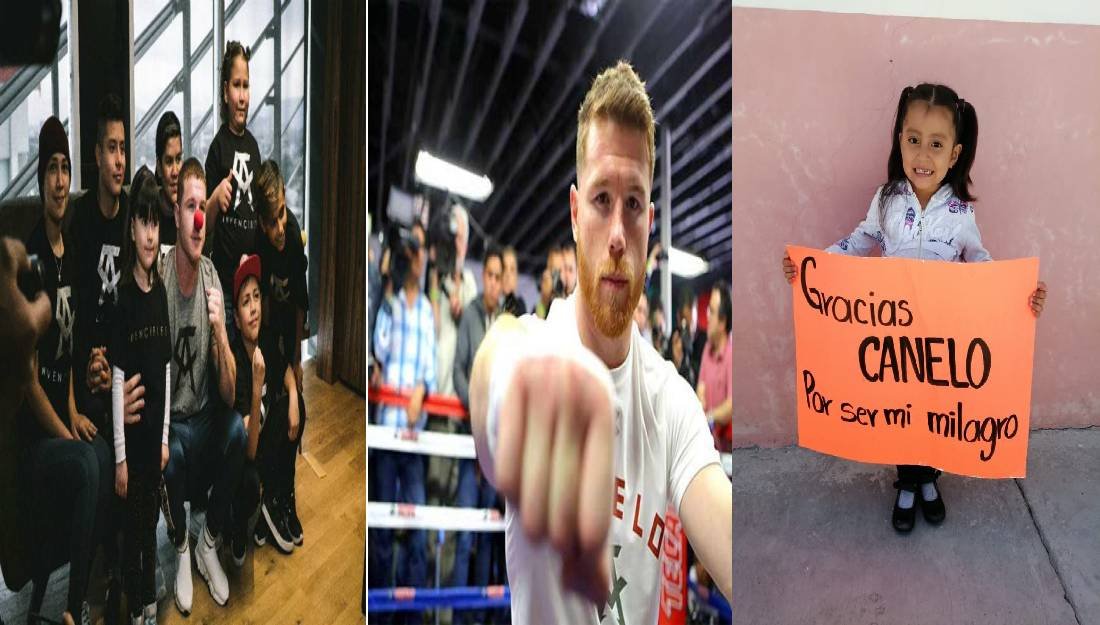 Canelo ataca al cáncer y apoya a niños de Puebla