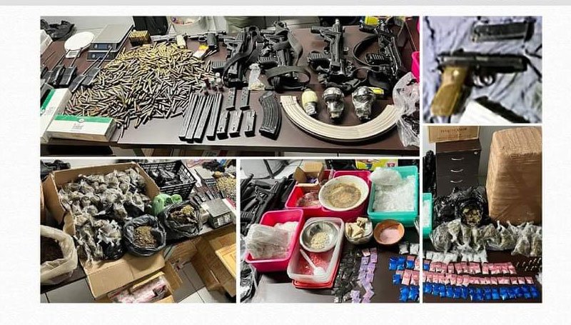 FGE aseguró aproximadamente 50 kilos de droga, armas y cartuchos
