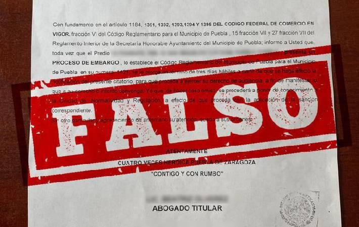 Alerta ayuntamiento de Puebla por falsos citatorios y amenazas de embargo