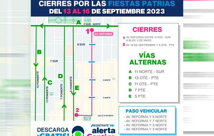 Anuncia ayuntamiento de Puebla cierres viales en el Centro Histórico por fiestas patrias