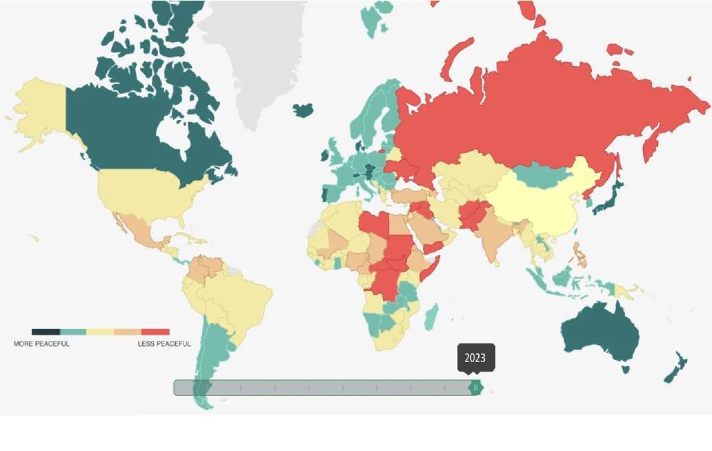 países más pacíficos y cuales los más violentos