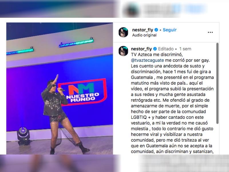 Nestor Fly, cantante mexicano sufre discriminación en televisora de Guatemala