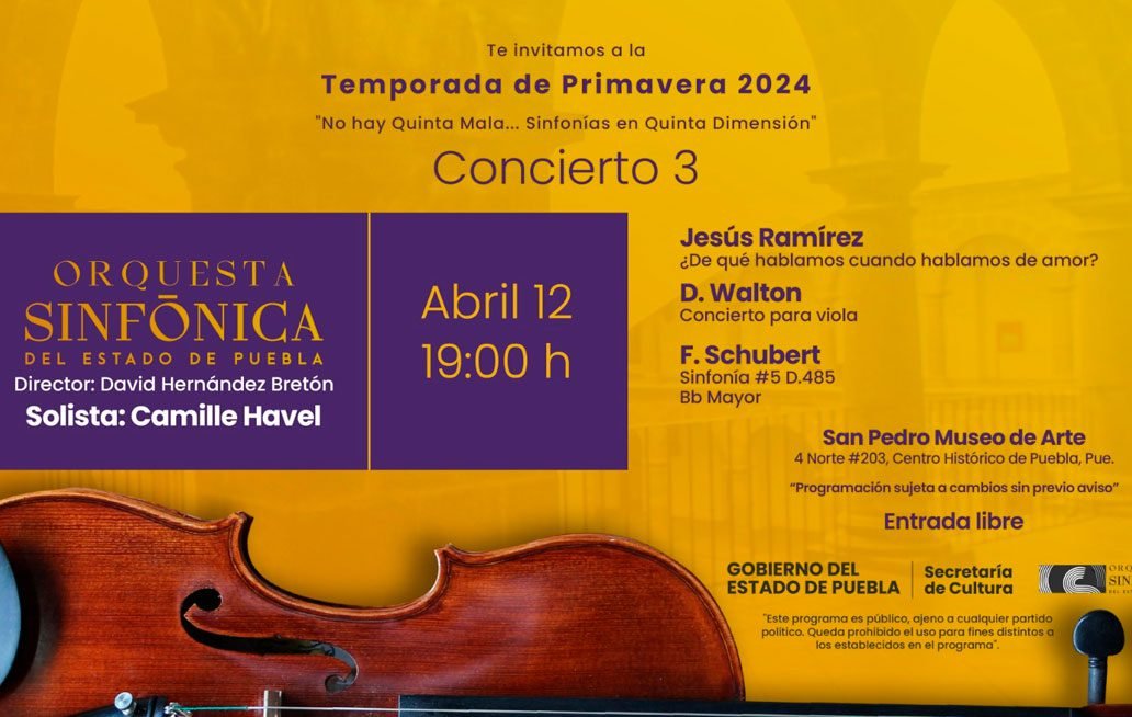 Iniciará Orquesta Sinfónica del Estado de Puebla conciertos de primavera