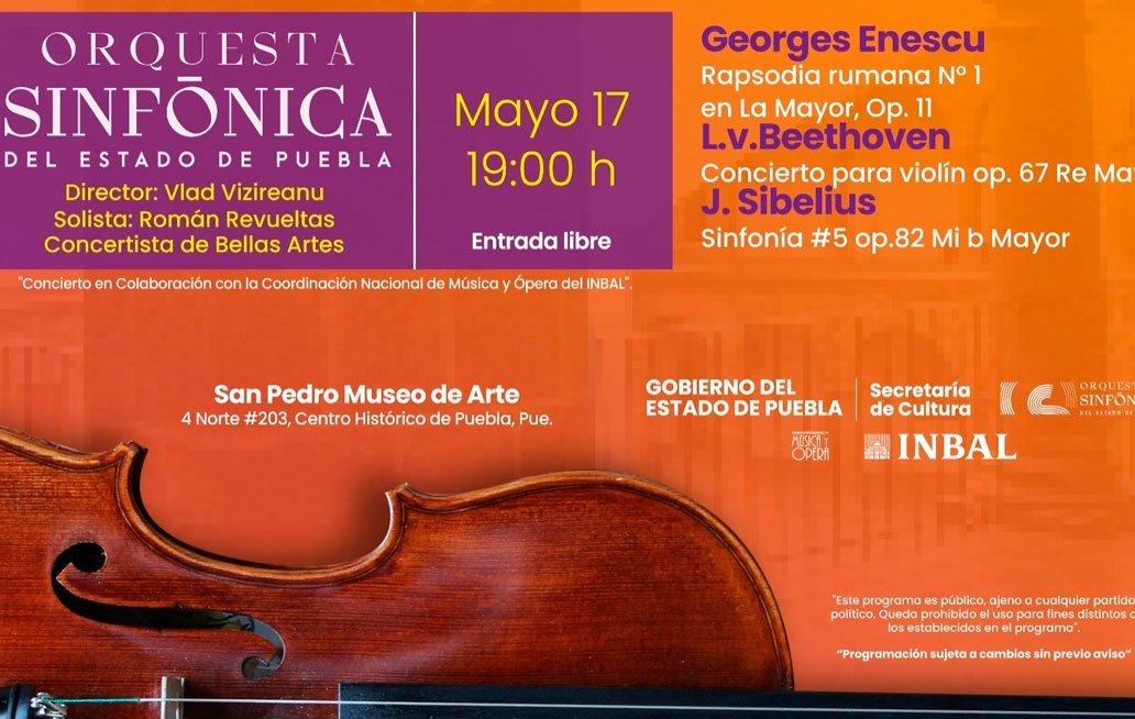 Compartirá Sinfónica de Puebla escenario con director internacional y violinista mexicano