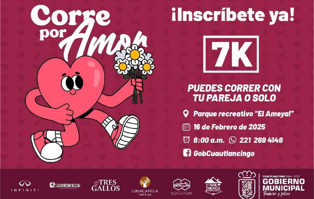 Gobierno de Cuautlancingo invita a la ciudadanía al evento deportivo “Corriendo por amor”
