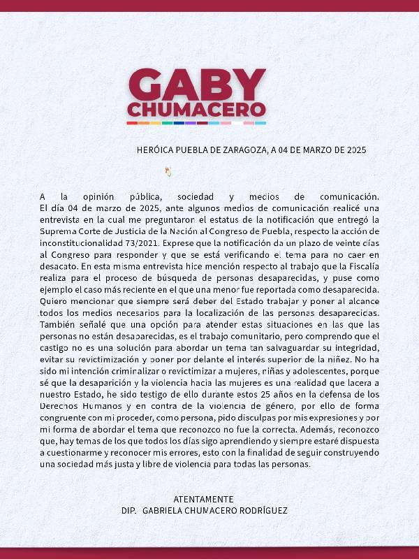 Gabriela Chumacero se disculpa por sus declaraciones
