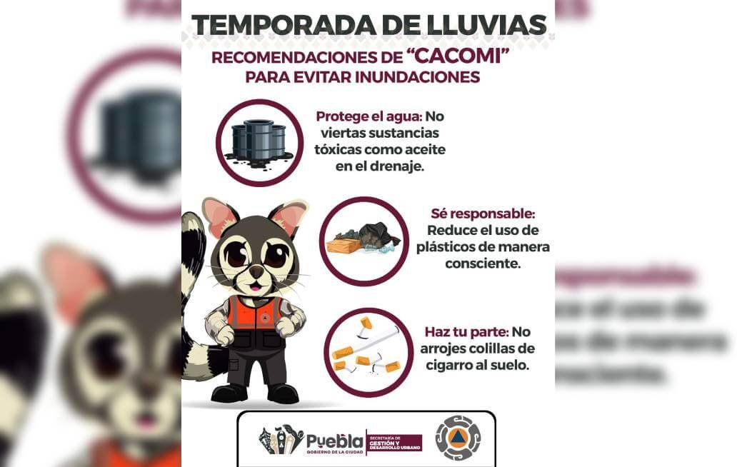 Emite Gobierno de la Ciudad de Puebla recomendaciones por lluvias en zonas bajas