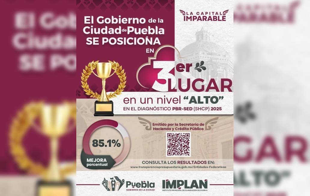 Puebla capital obtiene primeros lugares nacionales en diagnóstico de la SHCP 2025