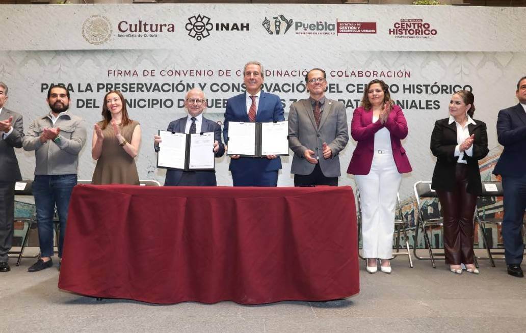 Ayuntamiento de Puebla e INAH firman convenio de colaboración y coordinación para la preservación del centro histórico