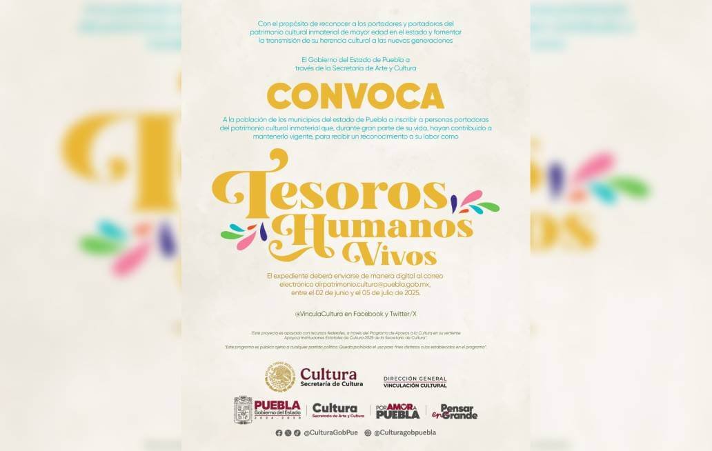Puebla reconocerá a seis Tesoros Humanos Vivos mediante convocatoria