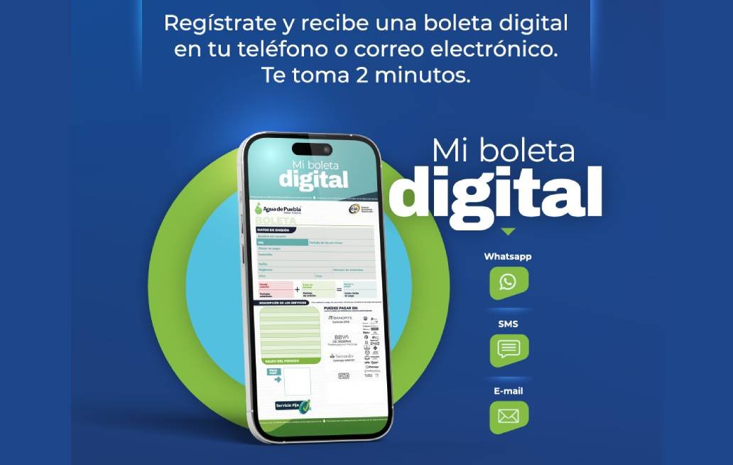 Reciben 15 mil usuarios su Boleta Digital de Agua de Puebla Reciben 15 mil usuarios su Boleta Digital de Agua de Puebla