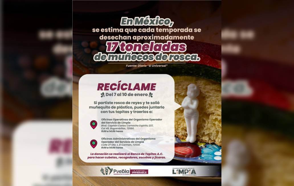 Impulsa Gobierno de la Ciudad de Puebla campaña para reutilizar muñecos de la Rosca para apoyar la causa social