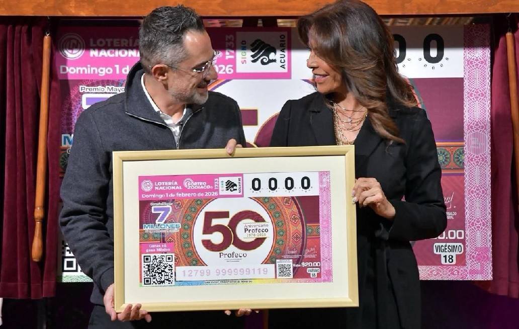 Con billete conmemorativo, Lotería Nacional destaca cinco décadas del trabajo de la Profeco