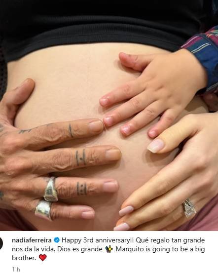 Nadia Ferreira espera a su segundo bebé con Marc Anthony