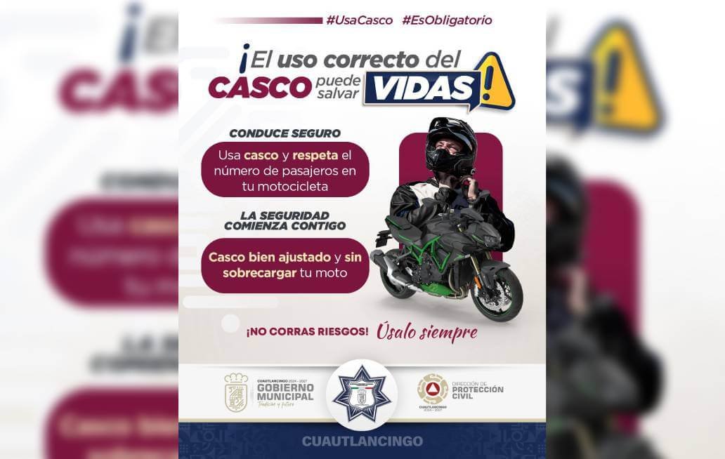 Llama ayuntamiento de Cuautlancingo a utilizar el caso al viajar en motocicleta