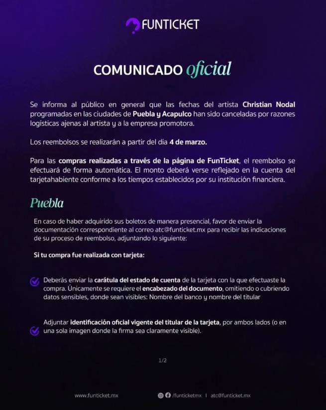 Christian Nodal cancela concierto en Puebla ¡Nuevamente!
