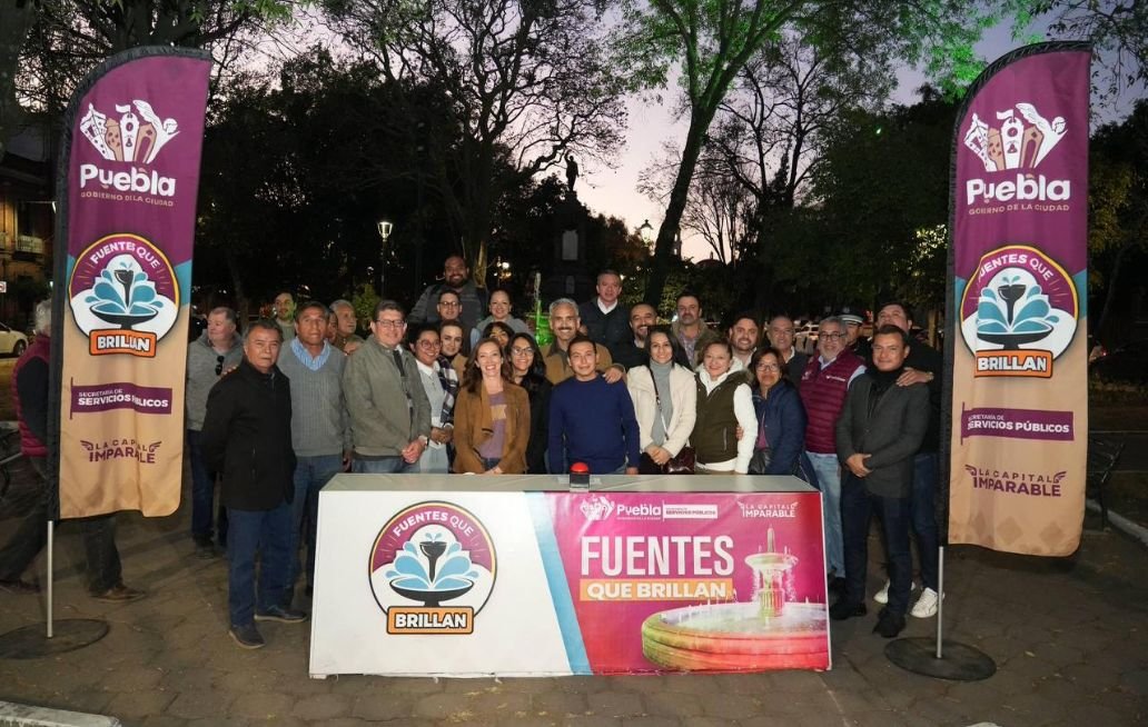 Inaugura Gobierno de la Ciudad de Puebla el mantenimiento de fuentes en el parque de San José