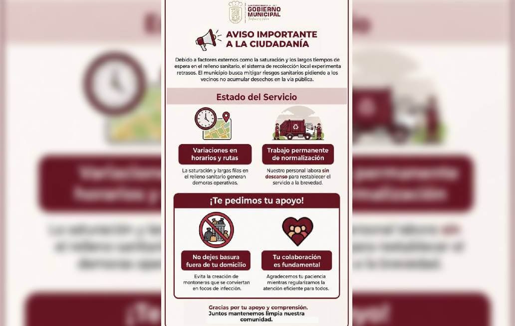 Gobierno Municipal de Cuautlancingo informa sobre el servicio de recolección de basura Gobierno Municipal de Cuautlancingo informa sobre el servicio