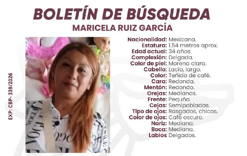 Gobierno estatal dará seguimiento a búsqueda de Maricela Ruíz