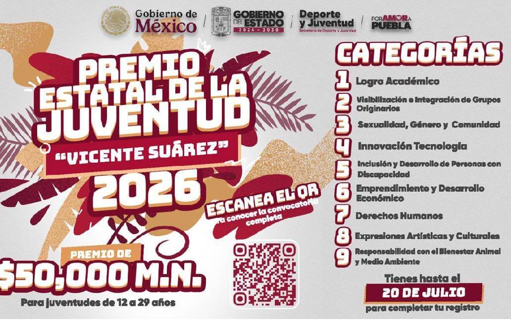 Gobierno estatal impulsa Premio Estatal de la Juventud “Vicente Suárez” 2026 Gobierno estatal impulsa Premio Estatal de la Juventud