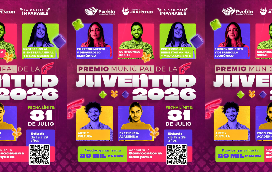 Gobierno de la Ciudad de Puebla lanza la convocatoria del Premio Municipal de la Juventud 2026 Gobierno de la Ciudad de Puebla lanza la convocatoria del Premio Municipal de la Juventud 2026