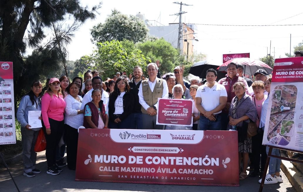 Encabeza Chedraui construcción del muro de contención Maximino Ávila Camacho en San Sebastián de Aparicio construcción del muro de contención