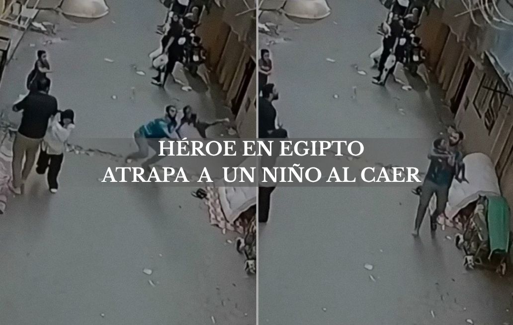 Hombre salva a un niño que cayó de un balcón y es llamado héroe Egipto