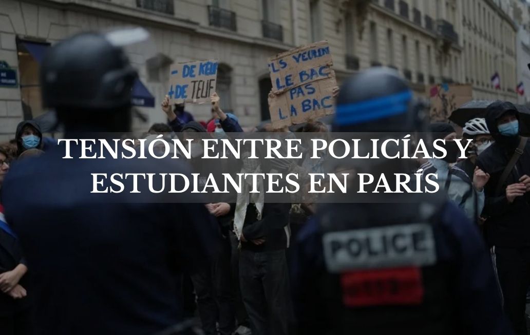 Tensión en París: policías forcejean con estudiantes durante protesta por la educación Estudiantes