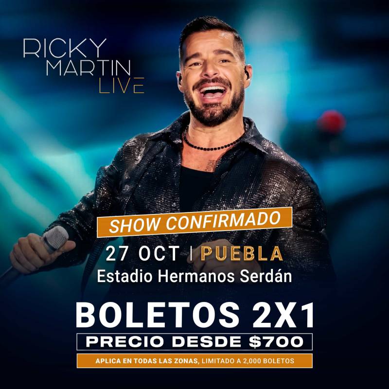 ricky martin en puebkla boletos 2x1
